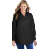 Woman Within Plus Size Perfect Long Sleeve Shirt(Original Black)