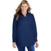 Woman Within Plus Size Perfect Long Sleeve Shirt(Original Navy)