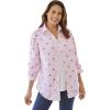 Woman Within Plus Size Perfect Long Sleeve Shirt(Stripe Multi Hearts)