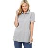 Woman Within Plus Size Perfect Short-Sleeve Polo Shirt(Heather Grey)
