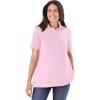 Woman Within Plus Size Perfect Short-Sleeve Polo Shirt(Pink)