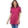 Woman Within Plus Size Perfect Short-Sleeve Polo Shirt(Raspberry Sorbet)