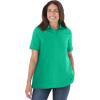 Woman Within Plus Size Perfect Short-Sleeve Polo Shirt(Tropical Emerald)