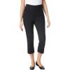Woman Within Plus Size Pull-On Elastic-Waist Stretch Denim Capri Jeans(Black)