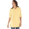 Woman Within Plus Size Rayon Pintucked Effortless Tunic Blouse(Banana Airy Floral)