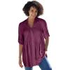 Woman Within Plus Size Rayon Pintucked Effortless Tunic Blouse(Deep Claret)