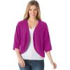 Woman Within Plus Size Rib Trim Cardigan Shrug Sweater(Raspberry)
