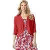 Woman Within Plus Size Rib Trim Cardigan Shrug Sweater(Sweet Coral)