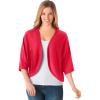 Woman Within Plus Size Rib Trim Cardigan Shrug Sweater(Vivid Red)