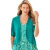 Woman Within Plus Size Rib Trim Cardigan Shrug Sweater(Waterfall)