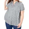 Woman Within Plus Size Short-Sleeve Button Down Seersucker Shirt(Black Gingham)