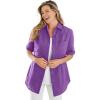 Woman Within Plus Size Short-Sleeve Button Down Seersucker Shirt(Pretty Violet)