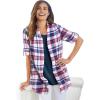 Woman Within Plus Size Short-Sleeve Button Down Seersucker Shirt(Red White Blue Plaid)