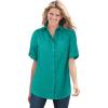 Woman Within Plus Size Short-Sleeve Button Down Seersucker Shirt(Waterfall)