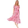 Woman Within Plus Size Short-Sleeve Crinkle Dress(Delicate Pink Sweet Toss)