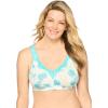Women’s Plus Size Cotton Comfort Wireless Bra(Caribbean Blue Botanic Floral)