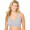 Women’s Plus Size Cotton Comfort Wireless Bra(Heather Grey)