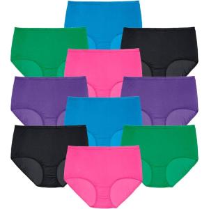 Comfort Choice Plus Size Full Coverage Cotton Brief 10-Pack(Bright Pack)