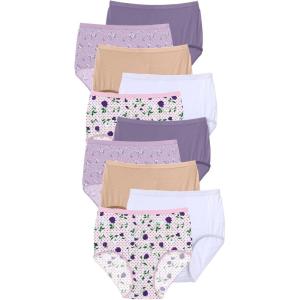 Comfort Choice Plus Size Full Coverage Cotton Brief 10-Pack(Sunset Floral Pack)