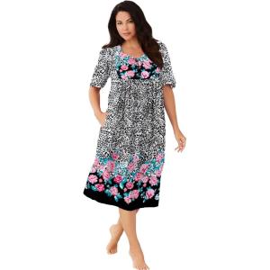 Only Necessities Plus Size Mixed Print Short Lounger(Natural Leopard)