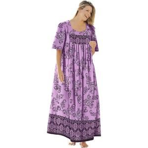 Only Necessities Women’s Plus Size Bib Front Lounger House Dress, Nightgown(Light Orchid Floral)