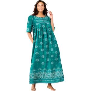 Only Necessities Women’s Plus Size Bib Front Lounger House Dress, Nightgown(Waterfall Burst)