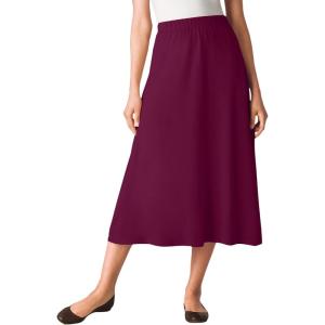 Woman Within Plus Size 7-Day Knit A-Line Skirt(Deep Claret)