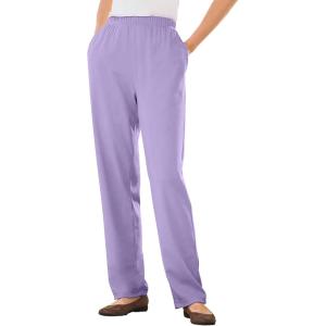 Woman Within Plus Size 7-Day Knit Straight Leg Pant Stretch Elastic Waist (Petite & Tall Available)(Soft Iris)