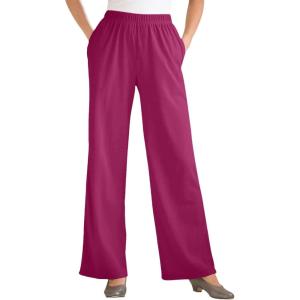 Woman Within Plus Size 7-Day Knit Wide-Leg Pull-On Pants(Raspberry)