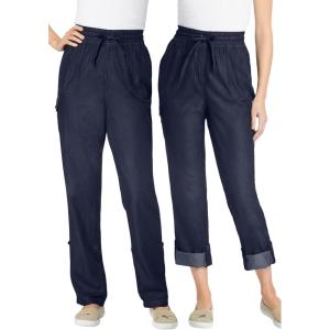 Woman Within Plus Size Convertible 2-in-1 Cargo Pant & Capri Elastic Waist(Indigo)