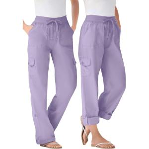Woman Within Plus Size Convertible 2-in-1 Cargo Pant & Capri Elastic Waist(Pale Lilac)