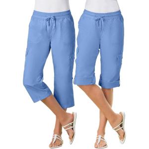 Woman Within Plus Size Convertible Length Cargo Capri/Bermuda(French Blue)