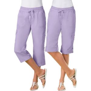 Woman Within Plus Size Convertible Length Cargo Capri/Bermuda(Pale Lilac)