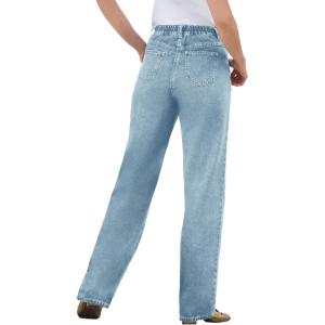 Woman Within Plus Size Perfect All-Cotton Back-Elastic Denim Jeans(Light Stonewash)