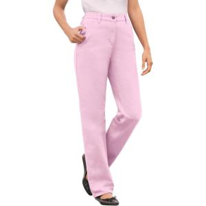 Woman Within Plus Size Perfect All-Cotton Back-Elastic Denim Jeans(Pink)