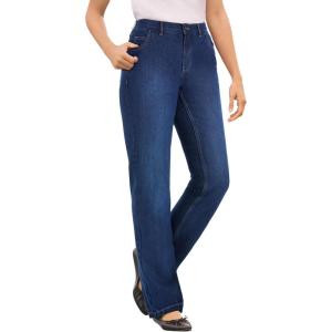 Woman Within Plus Size Perfect All-Cotton Back-Elastic Denim Jeans(Stonewash Sanded)