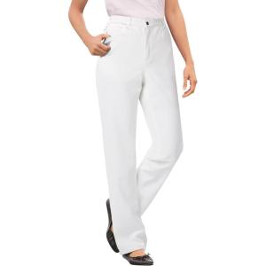 Woman Within Plus Size Perfect All-Cotton Back-Elastic Denim Jeans(White)