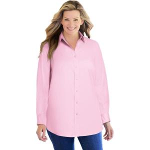 Woman Within Plus Size Perfect Long Sleeve Shirt(Original Pink)