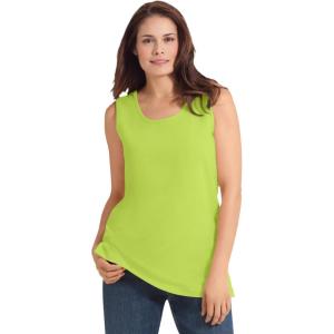 Woman Within Plus Size Perfect Scoopneck Tank (Petite Available)(Lime)