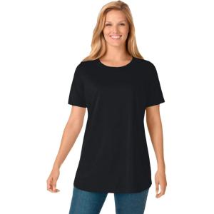 Woman Within Plus Size Perfect Short-Sleeve Crewneck Tee (Petite Available)(Black)