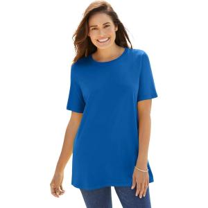 Woman Within Plus Size Perfect Short-Sleeve Crewneck Tee (Petite Available)(Bright Cobalt)