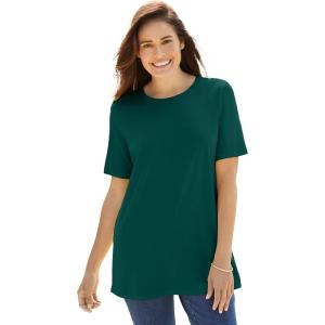 Woman Within Plus Size Perfect Short-Sleeve Crewneck Tee (Petite Available)(Emerald Green)