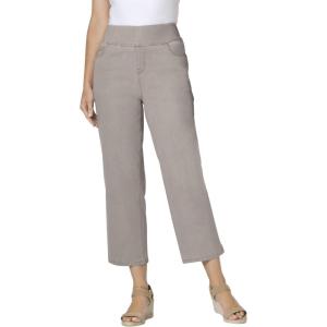 Woman Within Plus Size Pull-On Elastic-Waist Stretch Denim Capri Jeans(Grey Denim)