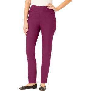 Woman Within Plus Size Pull-On Straight-Leg Gap-Free Stretch Denim Jeans(Deep Claret)