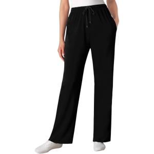 Woman Within Plus Size Sport Knit Straight-Leg Pull-On Pants(Black)