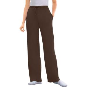 Woman Within Plus Size Sport Knit Straight-Leg Pull-On Pants(Chocolate)