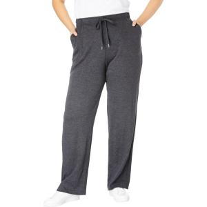 Woman Within Plus Size Sport Knit Straight-Leg Pull-On Pants(Heather Charcoal)