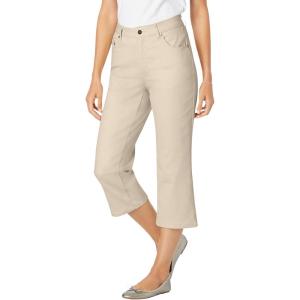 Woman Within Plus Size Stretch Denim Five-Pocket Capri Jeans(Natural Khaki)