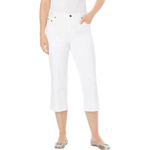 Woman Within Plus Size Stretch Denim Five-Pocket Capri Jeans(White)