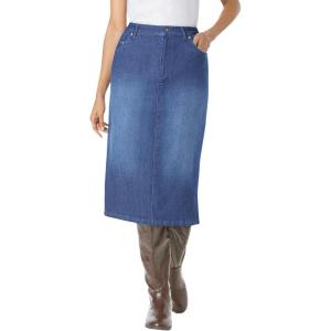 Woman Within Plus Size Stretch Denim Five-Pocket Jeans Skirt(Midnight Sanded)